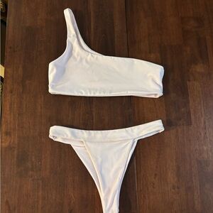 White Asymmetrical One-Shoulder Bikini